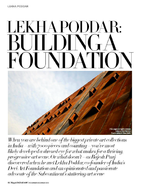 Lekha Poddar, Building A Foundation, Harper’s Bazaar Art (Dubai)