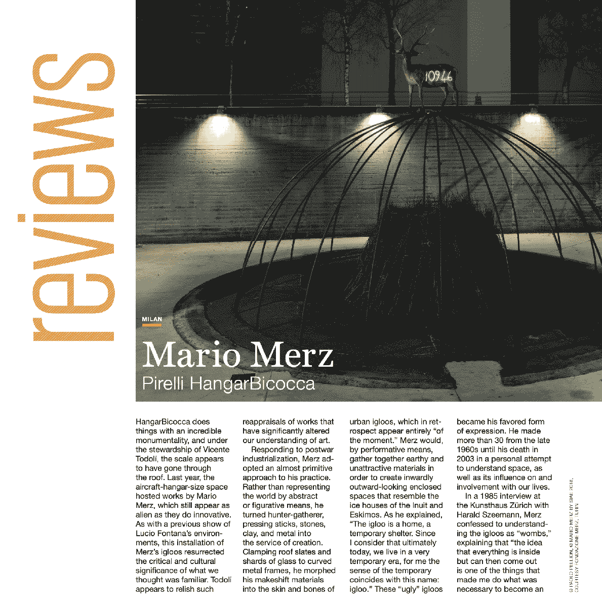 Mario Merz, Review/HangarBicocca, Sculpture  (Washington)