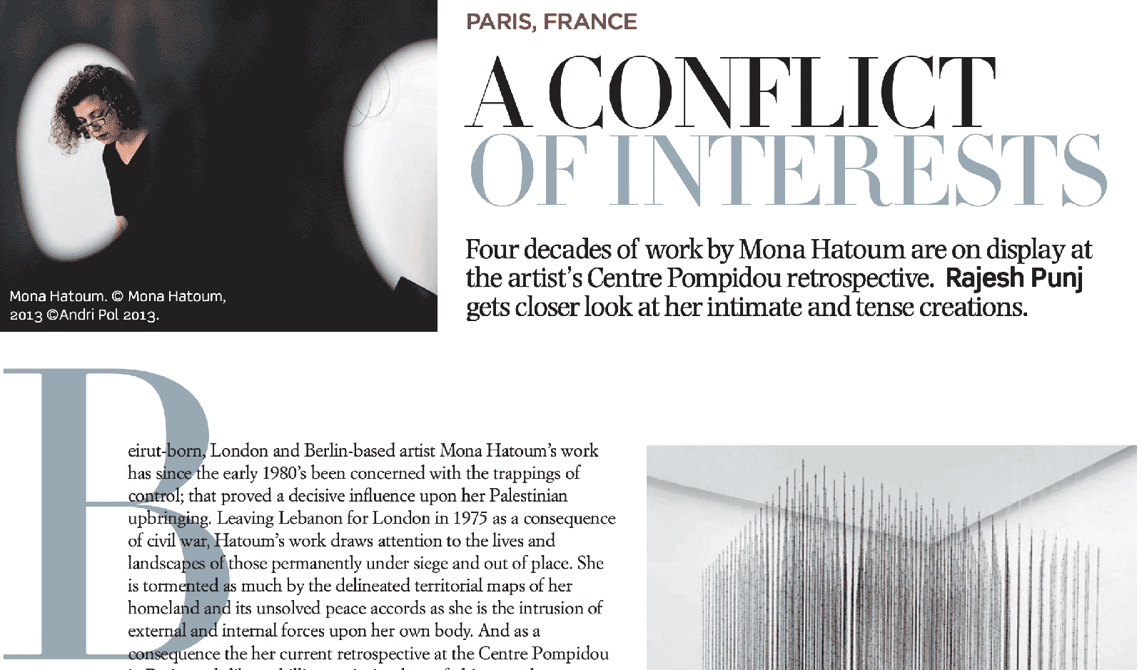 Mona Hatoum, A Conflict of Interests, Harper’s Bazaar Art  (Dubai)